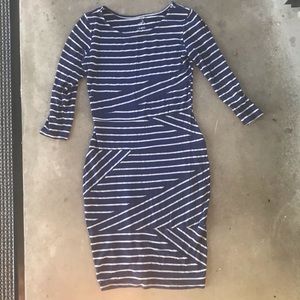 🥳3/$30🌸 Striped bodycon dress navy and silver